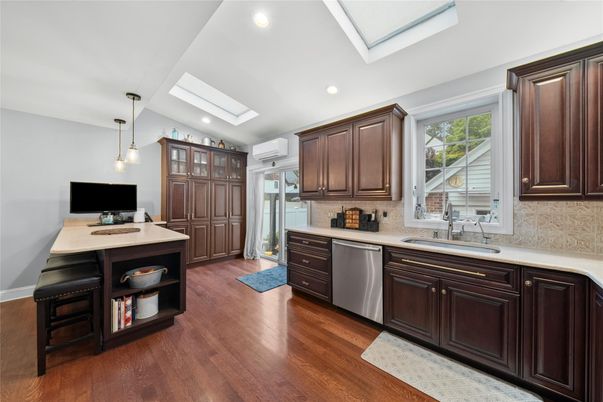 Interior, Kitchen, Pendant Lights, Recessed Lighting, Wood Texture Flooring
