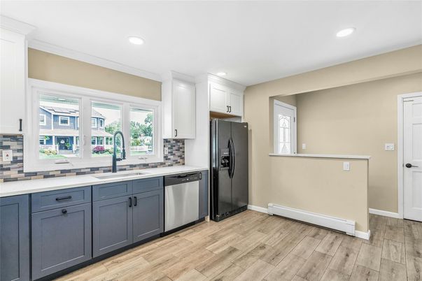 Interior, Kitchen, Recessed Lighting, Wood Texture Flooring