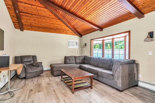 Interior, Living room, Recessed Lighting, Wooden Beams, Wooden Ceilings, Wood Texture Flooring