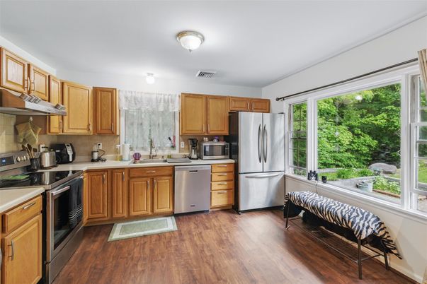 Interior, Kitchen, Stainless Steel Appliances, Wood Texture Flooring