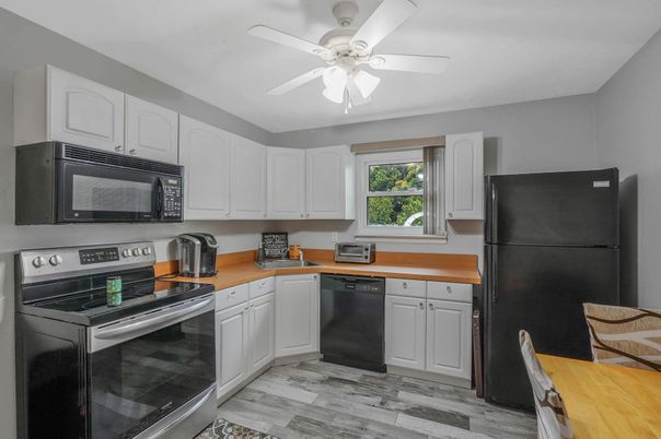 Interior, Kitchen, Stainless Steel Appliances, Wood Texture Flooring