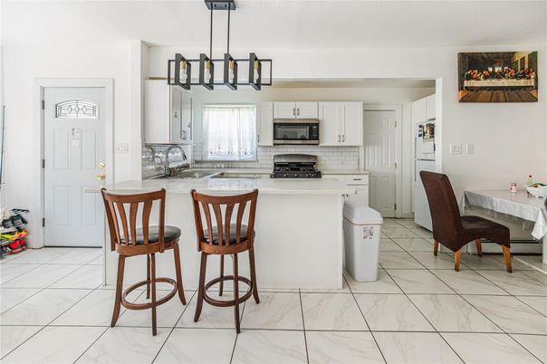 Interior, Kitchen, Marble, Pendant Lights, Stainless Steel Appliances