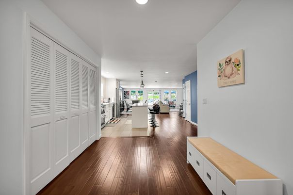 Dining room, Interior, Recessed Lighting, Wood Texture Flooring