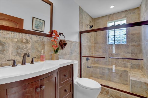 Bathroom, Glass Shower, Interior, Recessed Lighting