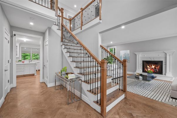 Fireplace, Interior, Recessed Lighting, Wood Texture Flooring