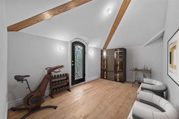 Fitness Equipment, Interior, Wooden Beams, Wood Texture Flooring