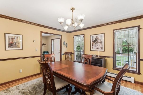 Chandelier, Dining room, Interior, Wood Texture Flooring