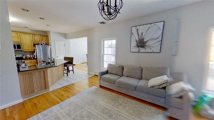 Interior, Kitchen, Living room, Pendant Lights, Recessed Lighting, Wood Texture Flooring