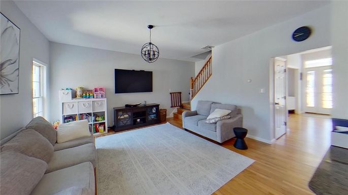 Interior, Living room, Pendant Lights, Wood Texture Flooring