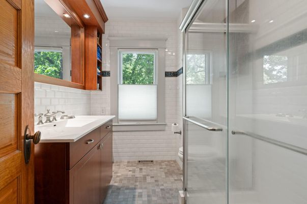 Bathroom, Glass Shower, Interior, Recessed Lighting