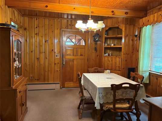 Chandelier, Dining room, Interior, Wooden Walls