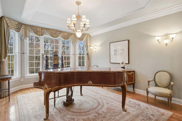 Chandelier, Interior, Piano, Wood Texture Flooring