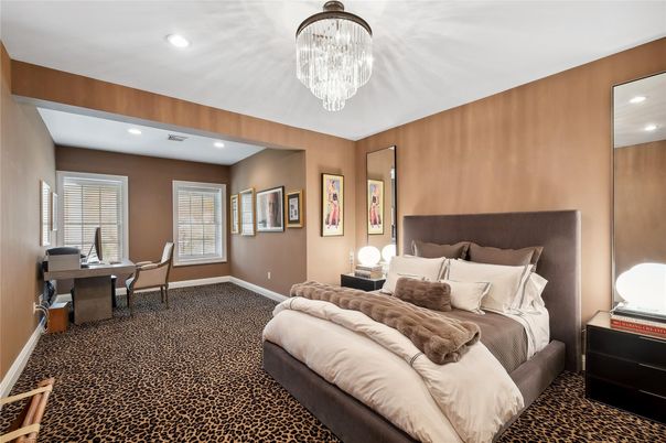 Bedroom, Chandelier, Home Office, Interior, Recessed Lighting