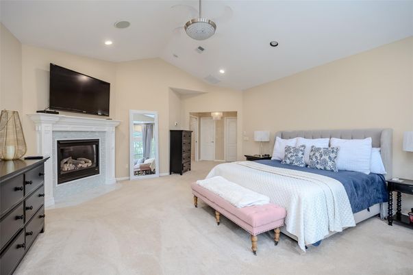 Bedroom, Fireplace, Interior, Recessed Lighting