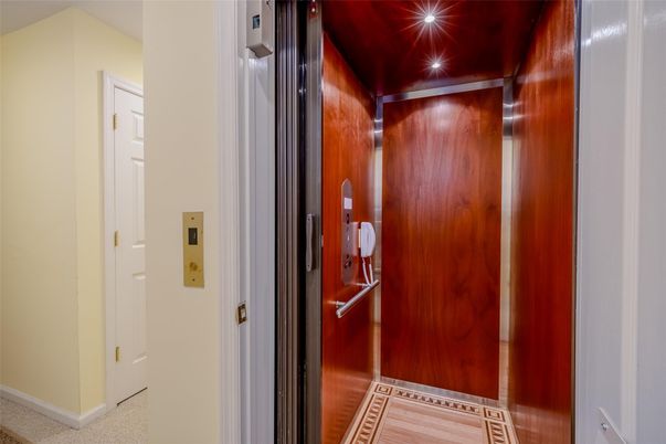 Elevator, Interior, Recessed Lighting, Wooden Walls