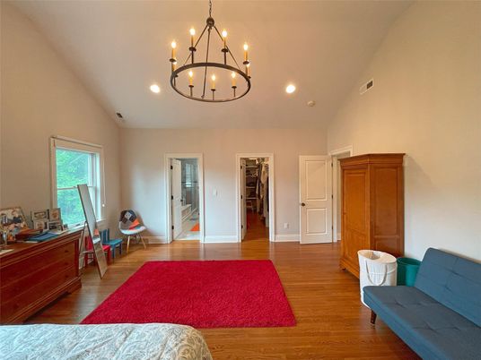 Chandelier, Interior, Recessed Lighting, Wood Texture Flooring