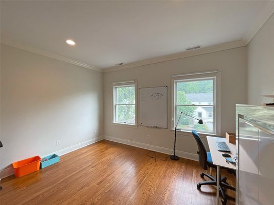 Home Office, Interior, Recessed Lighting, Wood Texture Flooring