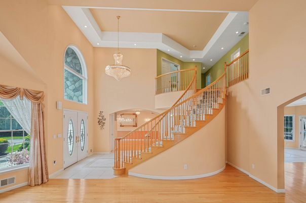 Chandelier, Interior, Recessed Lighting, Wood Texture Flooring