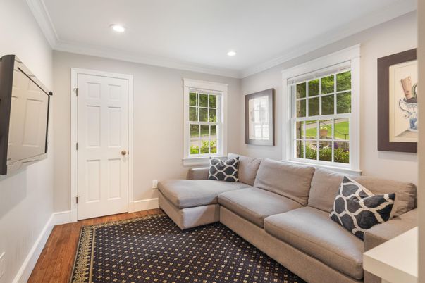 Interior, Living room, Recessed Lighting, Wood Texture Flooring