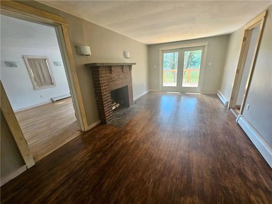Empty room, Fireplace, Interior, Wood Texture Flooring