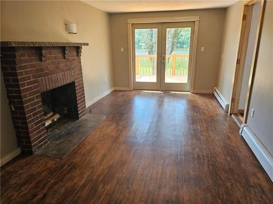 Empty room, Fireplace, Interior, Wood Texture Flooring