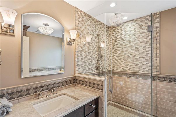 Bathroom, Glass Shower, Interior, Recessed Lighting