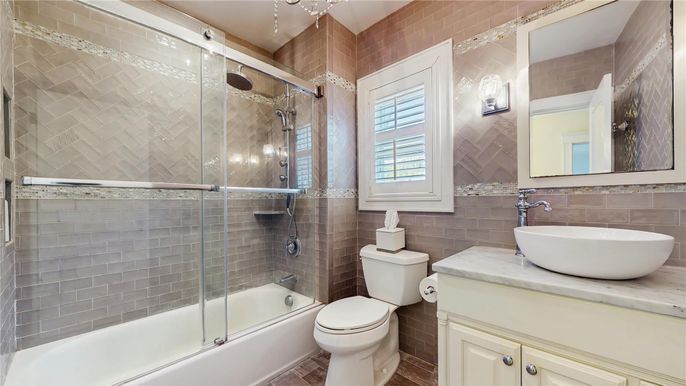 Bathroom, Glass Shower, Interior, Wood Texture Flooring