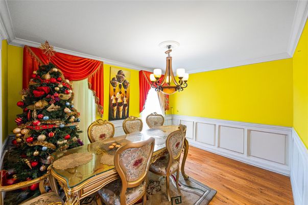 Chandelier, Dining room, Interior, Wood Texture Flooring