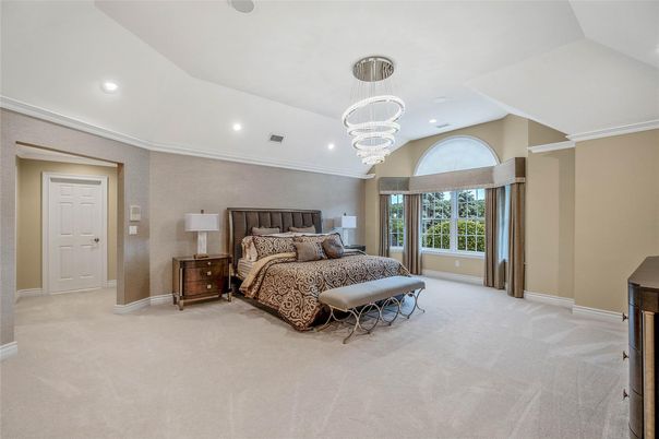 Bedroom, Chandelier, Interior, Recessed Lighting