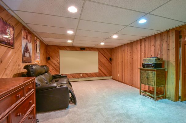Home Theatre Room, Interior, Recessed Lighting, Theatre Room, Wooden Walls