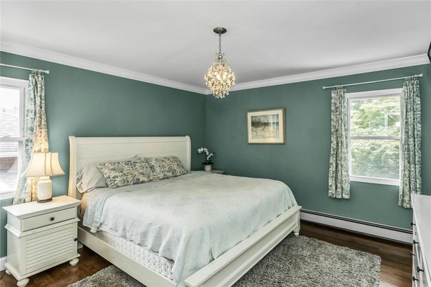 Bedroom, Chandelier, Interior, Pendant Lights, Wood Texture Flooring
