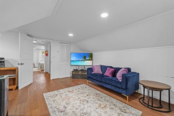 Fireplace, Interior, Recessed Lighting, Wood Texture Flooring