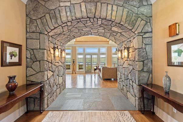 Interior, Stone Walls, Wood Texture Flooring