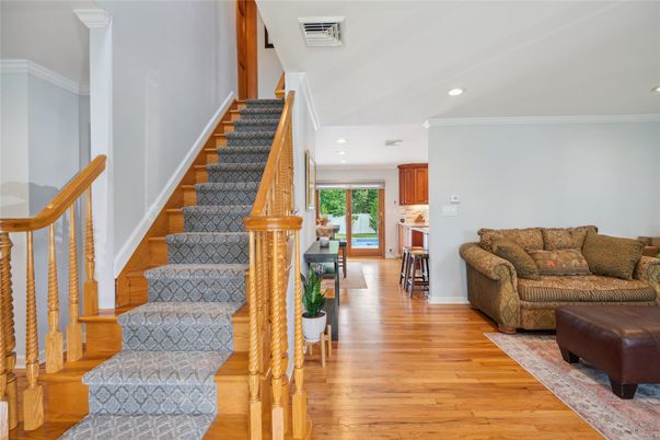 Interior, Kitchen, Living room, Recessed Lighting, Wood Texture Flooring
