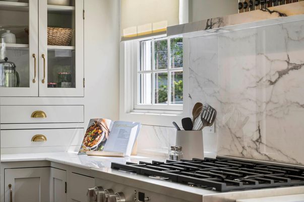 Interior, Kitchen, Marble Walls, Stainless Steel Appliances