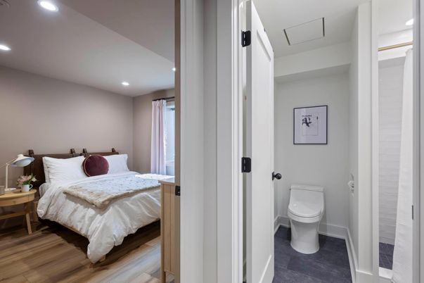 Bathroom, Bedroom, Interior, Recessed Lighting, Wood Texture Flooring