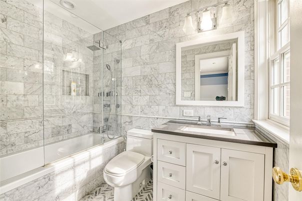 Bathroom, Glass Shower, Interior, Marble Walls
