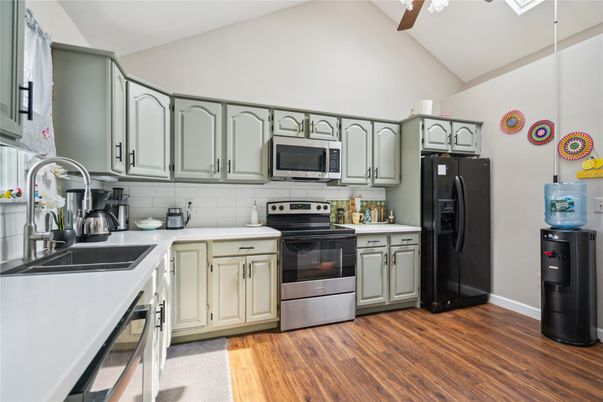 Interior, Kitchen, Stainless Steel Appliances, Wood Texture Flooring