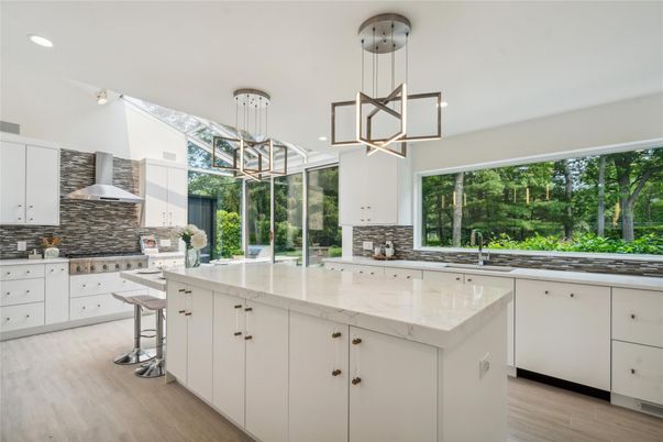 Interior, Kitchen, Pendant Lights, Recessed Lighting, Wood Texture Flooring