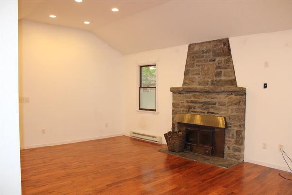 Fireplace, Interior, Recessed Lighting, Wood Texture Flooring