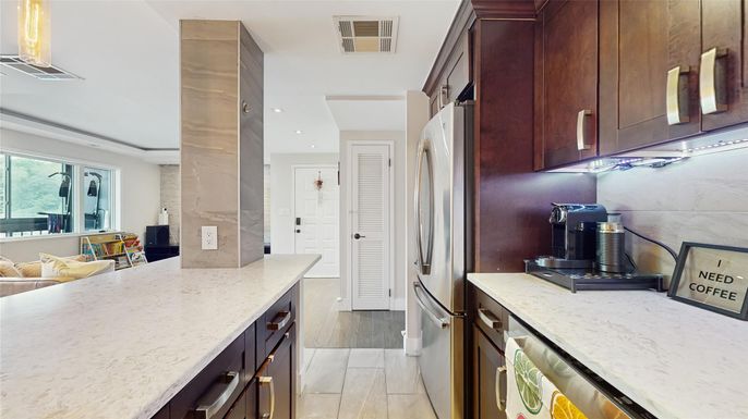 Interior, Kitchen, Recessed Lighting, Wood Texture Flooring