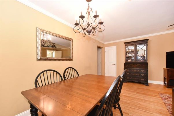 Chandelier, Dining room, Interior, Wood Texture Flooring