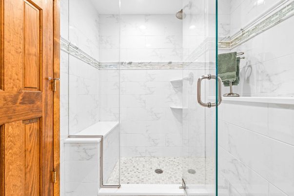Bathroom, Glass Shower, Interior, Marble Walls