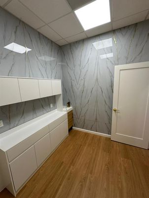 Interior, Marble Walls, Wood Texture Flooring