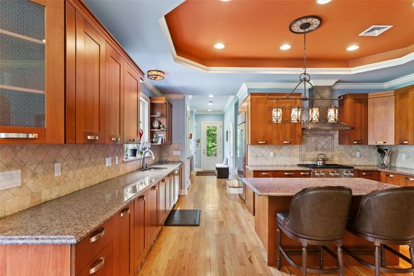 Interior, Kitchen, Pendant Lights, Recessed Lighting, Wood Texture Flooring