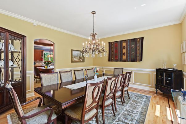 Chandelier, Dining room, Interior, Wood Texture Flooring