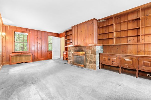Empty room, Fireplace, Interior, Wooden Walls