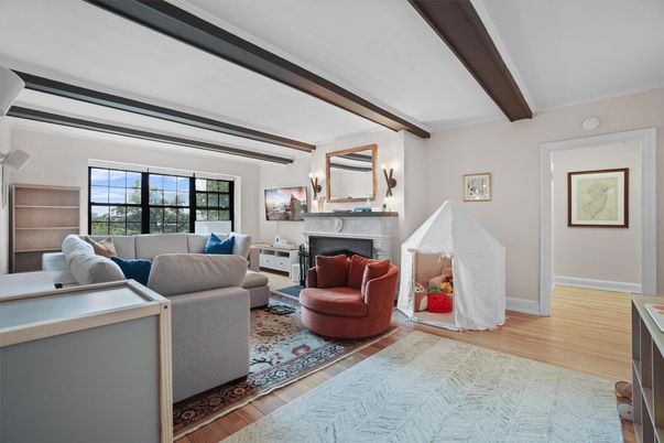 Fireplace, Interior, Living room, Wooden Beams, Wood Texture Flooring