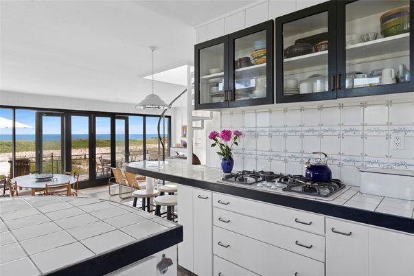 Dining room, Interior, Kitchen, Pendant Lights, Tile Countertops, Water
