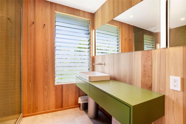 Bathroom, Interior, Recessed Lighting, Wooden Walls